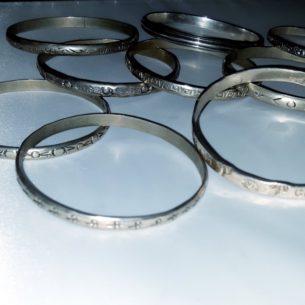 Estate Handmade Sterling Silver Bangles Bracelets